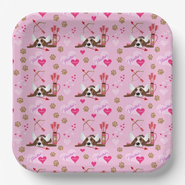 Cupid Basset Hound   Paper Plate (Front)