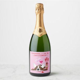 Cupid Basset Hound Sparkling Wine Label