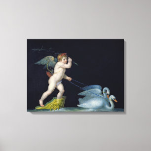 Cupid being led by a pair of swans (oil on panel) canvas print