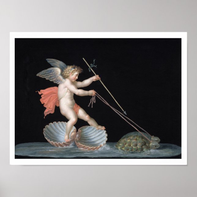 Cupid being led by Tortoises (oil on panel) Poster (Front)