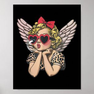 Cupid Blowing Bubble Heart Sungles Leopard Valenti Poster