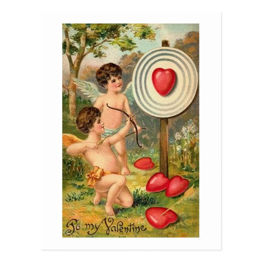 Cupid Bow and Arrow Heart Postcard