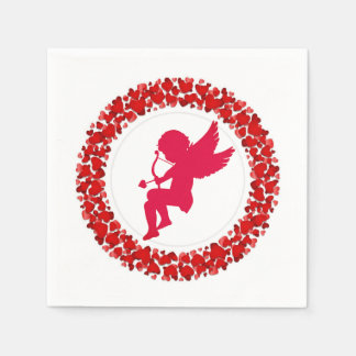 Cupid Bow & Arrow and Hearts Paper Napkin