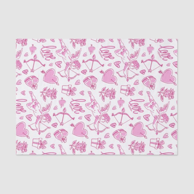 Cupid Bow Arrow Pink Love Pattern Valentine's Day Tissue Paper (Front)