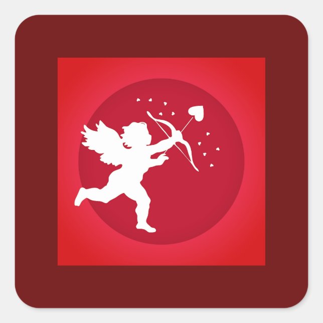 CUPID BOW LOVE RED VALENTINE SQUARE STICKER (Front)