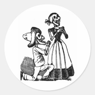 Cupid Calavera, Skeleton Lovers c. 1900s Classic Round Sticker