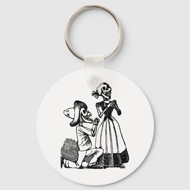 Cupid Calavera, Skeleton Lovers c. 1900s Key Ring (Front)