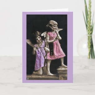 Cupid Capers Greeting Card purple border