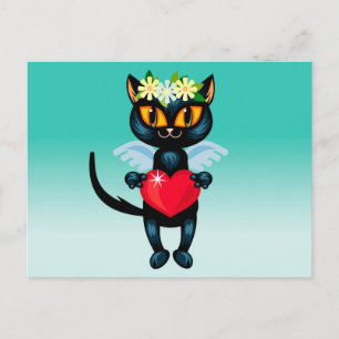 Cupid Cat Postcard