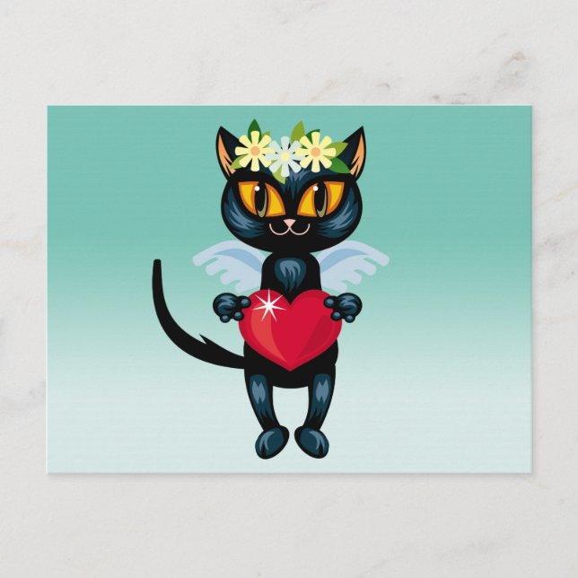 Cupid Cat Postcard (Front)