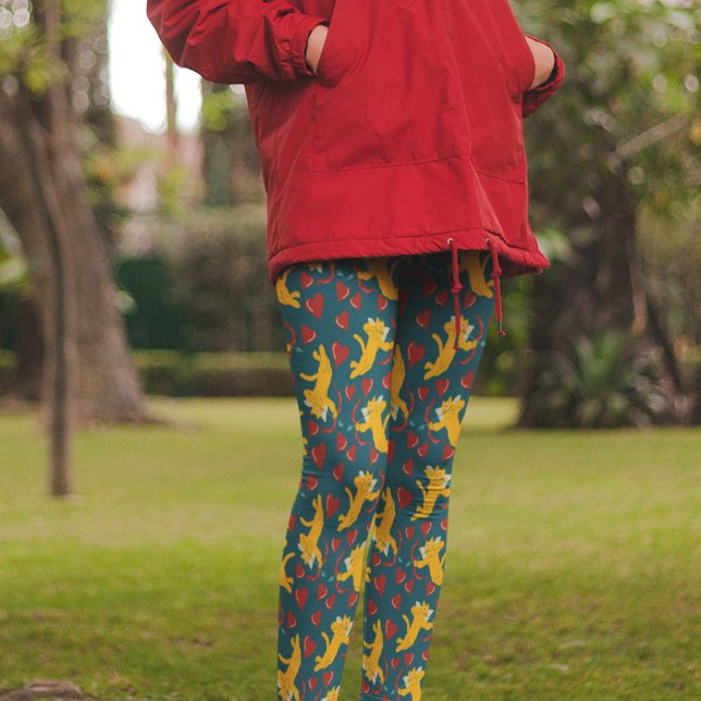 Cupid Cats Valentine's Day Orange, Red and Blue Leggings (Creator Uploaded)