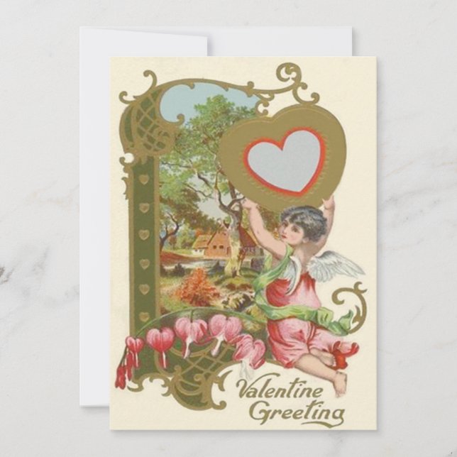 Cupid Cherub Angel Heart Wedding Invitation (Front)