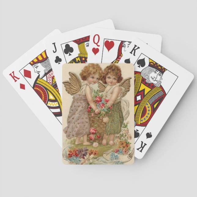 Cupid Cherub Angel Rose Forget-Me-Not Playing Cards (Back)