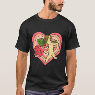 Cupid Cherub Angel With Red Rose Heart Love Valent T-Shirt