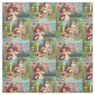 Cupid Cherub Harvesting Heart Tree Fabric