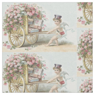 Cupid Cherub Rose Valentine Carriage Fabric