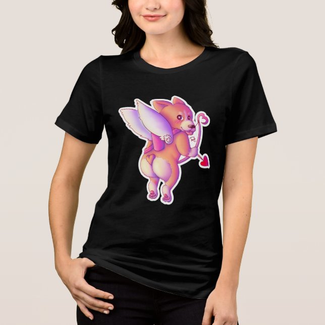 Cupid Corgi Tri-Blend Shirt (Front)