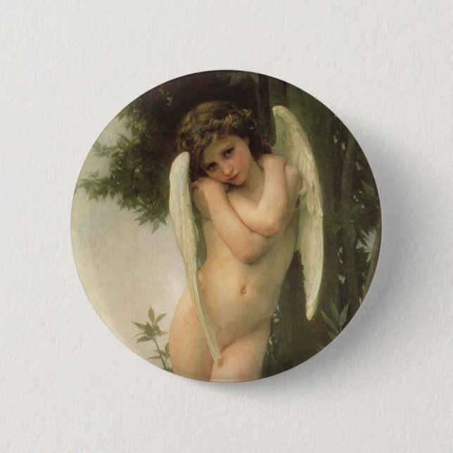 Cupid (Cupidon) Angel Portrait by Bouguereau 6 Cm Round Badge (Front)