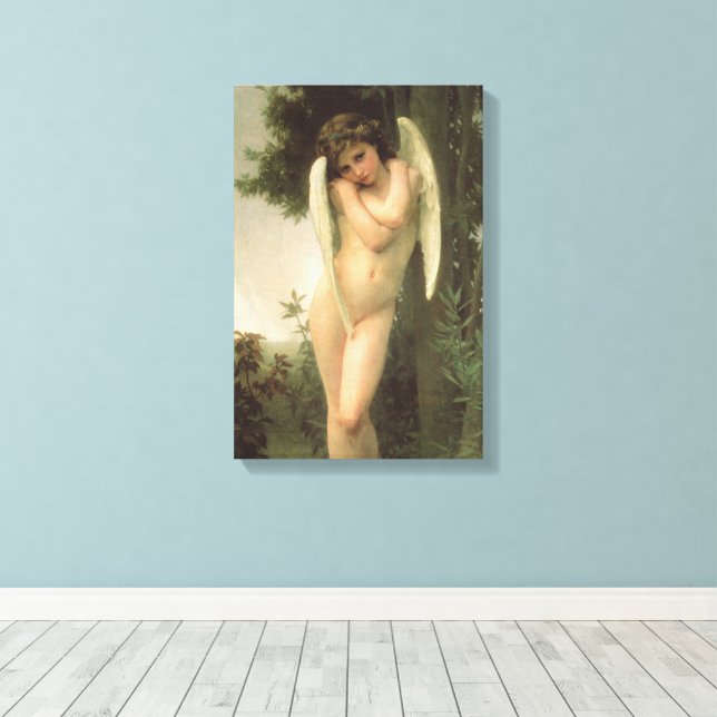 Cupid (Cupidon) Angel Portrait by Bouguereau Canvas Print (Insitu(Wood Floor))