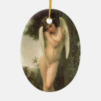 Cupid (Cupidon) Angel Portrait by Bouguereau Ceramic Tree Decoration
