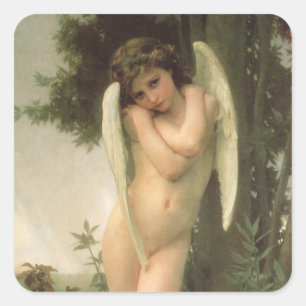 Cupid (Cupidon) Angel Portrait by Bouguereau Square Sticker