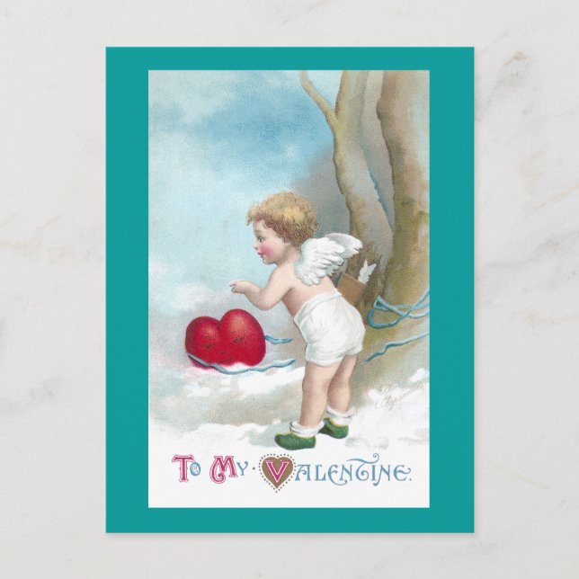 Cupid Directs Heart Where to Go Postcard (Front)