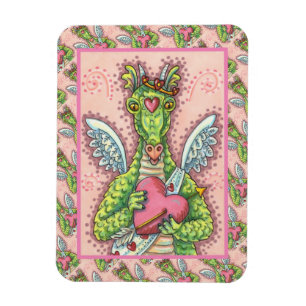 CUPID DRAGON, HEART AND ARROW FANTASY VALENTINE MAGNET