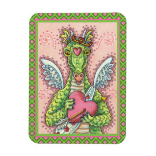 CUPID DRAGON, HEART AND ARROW FANTASY VALENTINE MAGNET