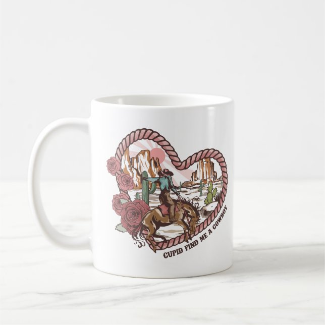Cupid Find Me A Cowboy Coffee Mug (Left)