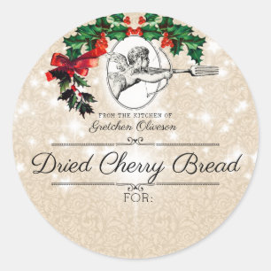 Cupid fork Christmas cookies baking personalised Classic Round Sticker