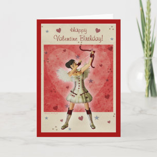 Cupid Girl Happy Valentine Birthday Blank Card