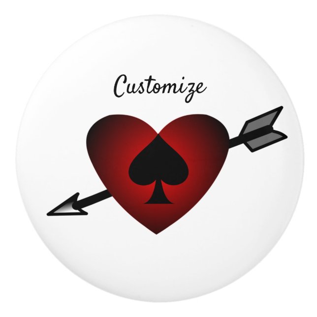Cupid Heart Black Spade Thunder_Cove Ceramic Knob (Front)