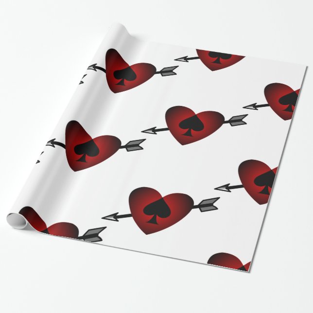 Cupid Heart Black Spade Thunder_Cove Wrapping Paper (Unrolled)