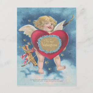 Cupid Heart Bow Arrow Stars Clouds Heavens Postcard