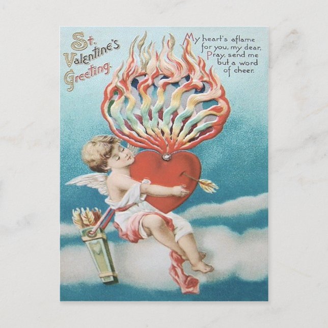 Cupid Heart Fire Kaleidoscope Postcard (Front)