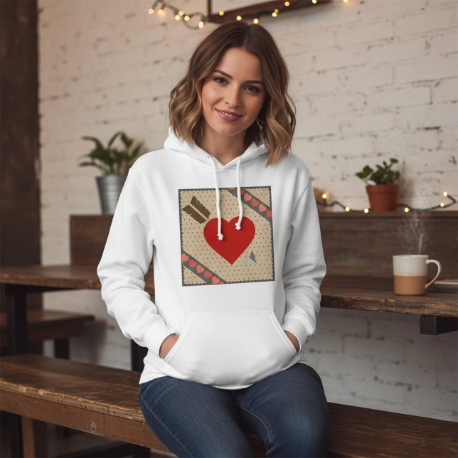 Cupid Heart with Arrow Romantic Valentines Pattern Hoodie (Creator Uploaded)