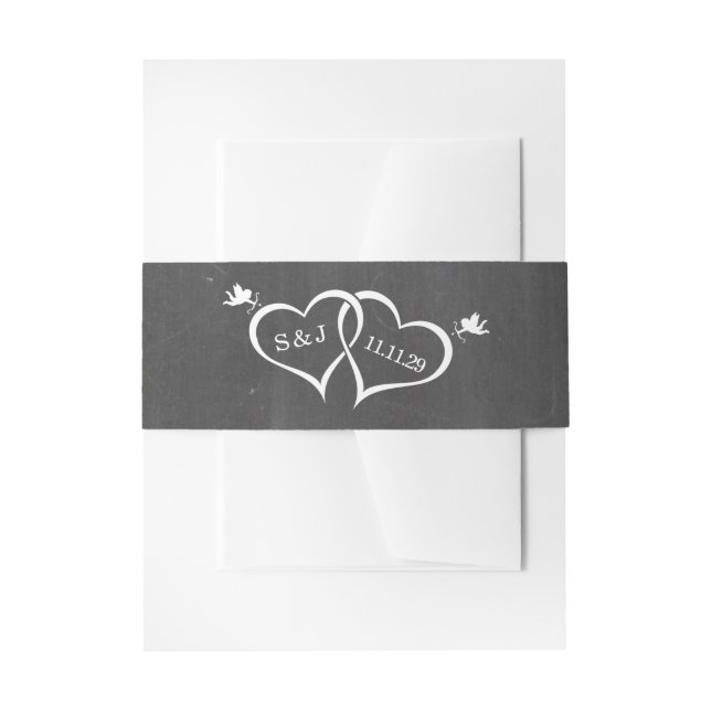Cupid Hearts Chalkboard Invitation Belly Band (Front Example)