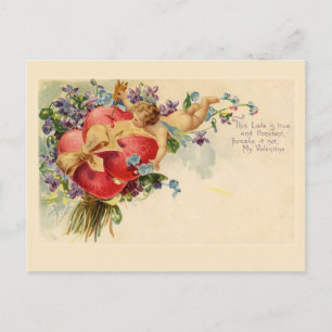 Cupid Hearts Vintage Valentine Postcard
