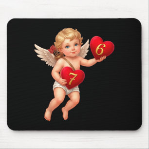Cupid Holding 6 And 7 Hearts Valentine Meme Cute Mouse Mat