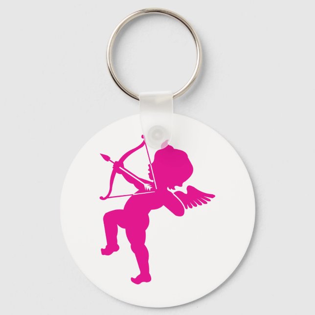 Cupid - Hot Pink Cupid's Bow and Arrow of Love Key Ring (Front)
