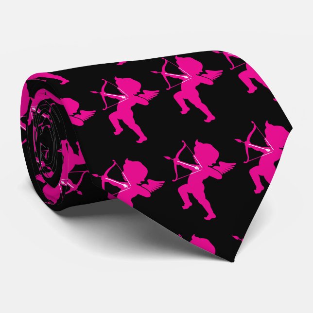 Cupid - Hot Pink Cupid's Bow and Arrow of Love Nec Tie (Rolled)