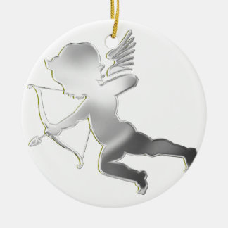 Cupid in silver ceramic tree decoration