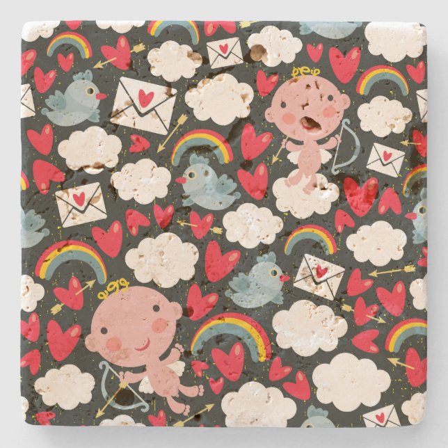 Cupid in the sky stone coaster (Front)