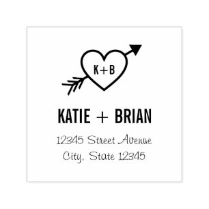 Cupid Initials Personalised Rubber Stamp