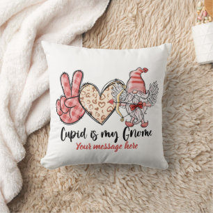 Cupid is my Gnome Personalised Valentines Cushion