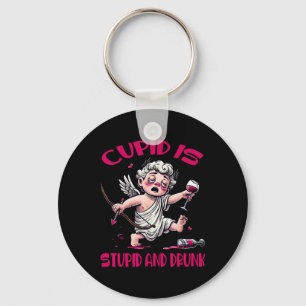 Cupid Is Stupid And Drunk Anti-valentine's Day Fun Key Ring