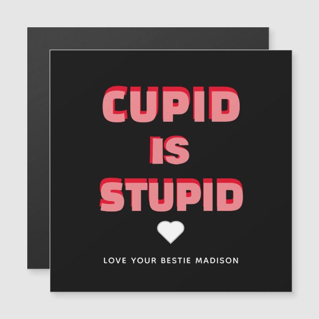 Cupid Is Stupid Funny Valentines Day Phrase Magnet (Front/Back)