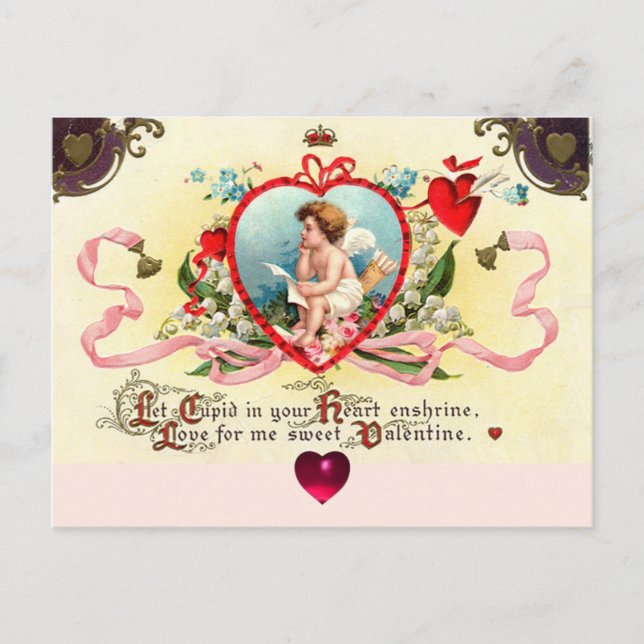 CUPID KING OF HEARTS ,RED WAX SEAL Valentine's Day Holiday Postcard (Front)