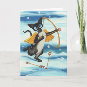 Cupid Kitty Valentine Siamese - You're Mine Holiday Card