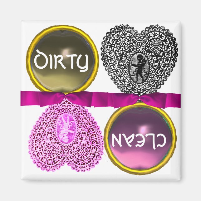 CUPID LACE HEART  DIRTY CLEAN DISHWASHER MAGNET (Front)